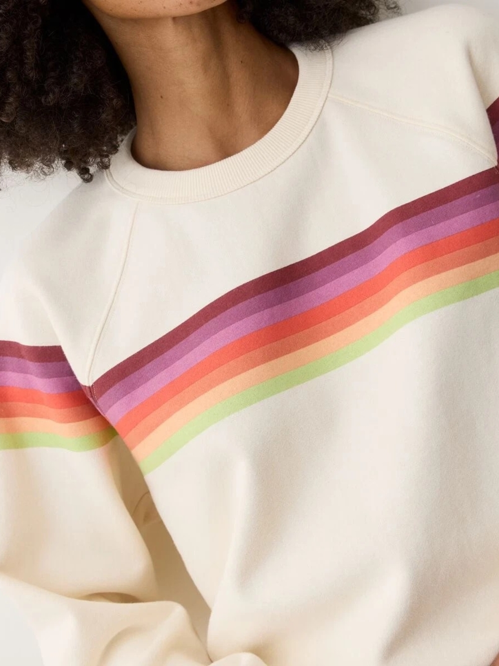 Marine Layer Cloud 9 Stripe Cotton Blend Sweatshirt in Antique White